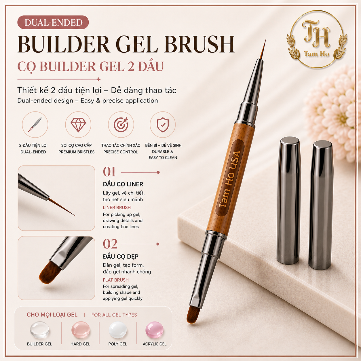 Cọ Builder Gel 2 đầu - Dual-ended Builder Gel Brush