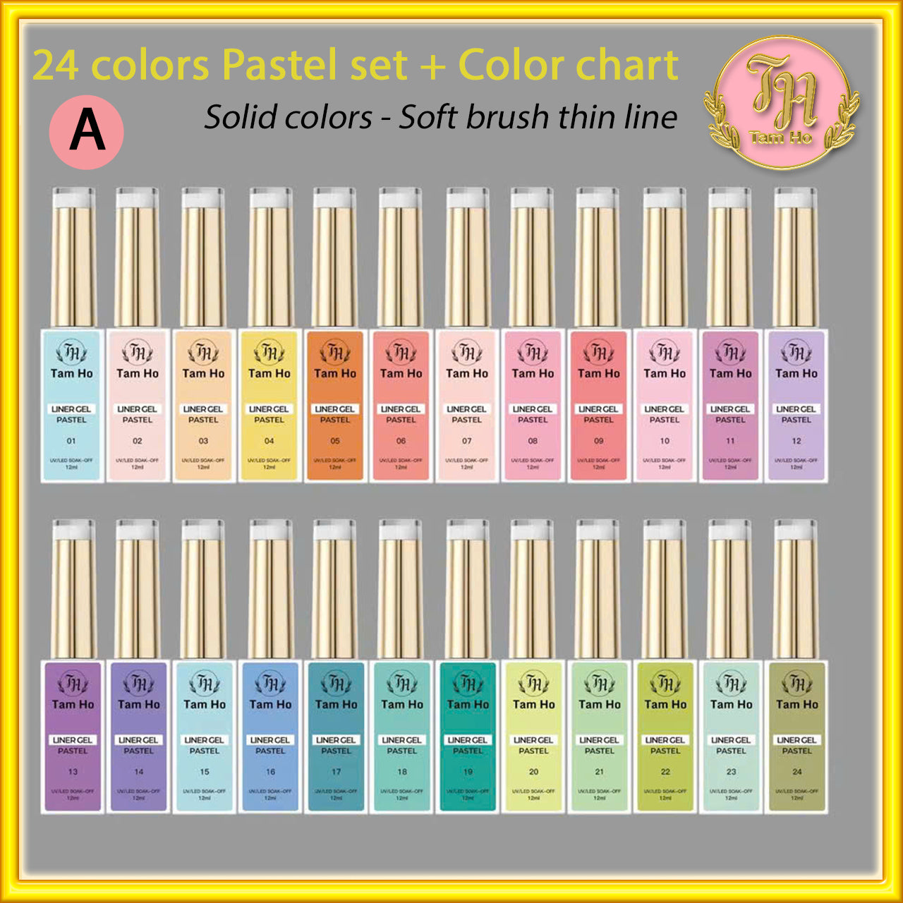 Pastel 24 màu + bảng màu - 24 colors pastel set + Color chart