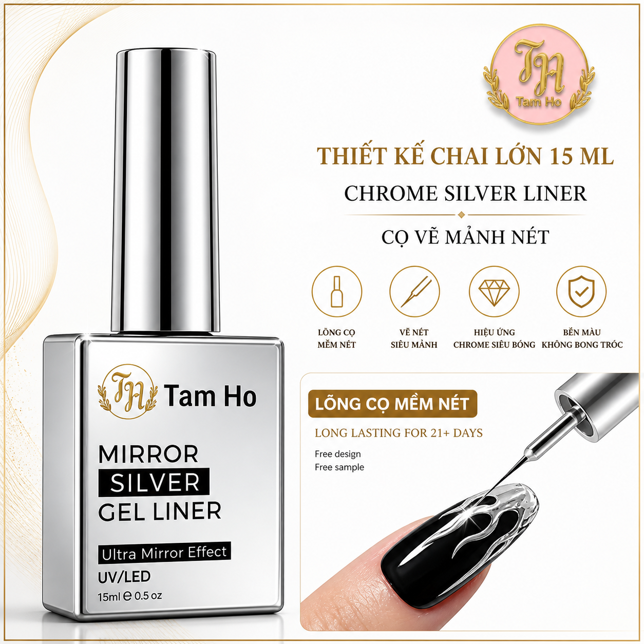 Chrome Silver liner - Mirror Silver Gel Liner