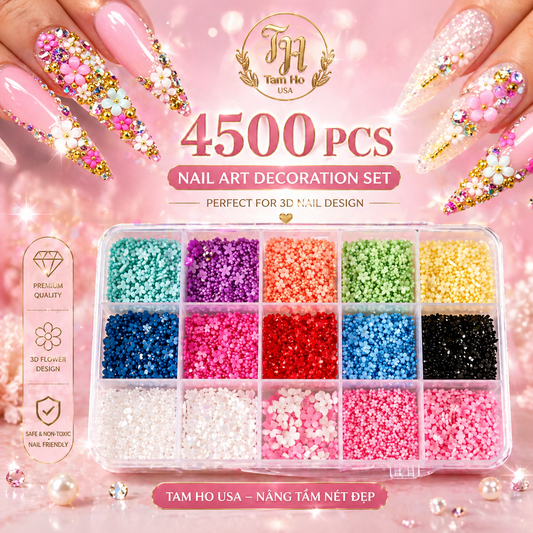 Box 4500pcs hoa 3D đính móng