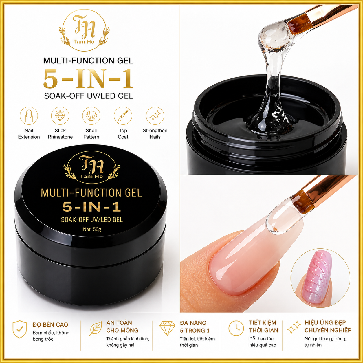 Gel 3D vẽ nổi 5 in 1 * 5-in-1 3D Nail Art Gel