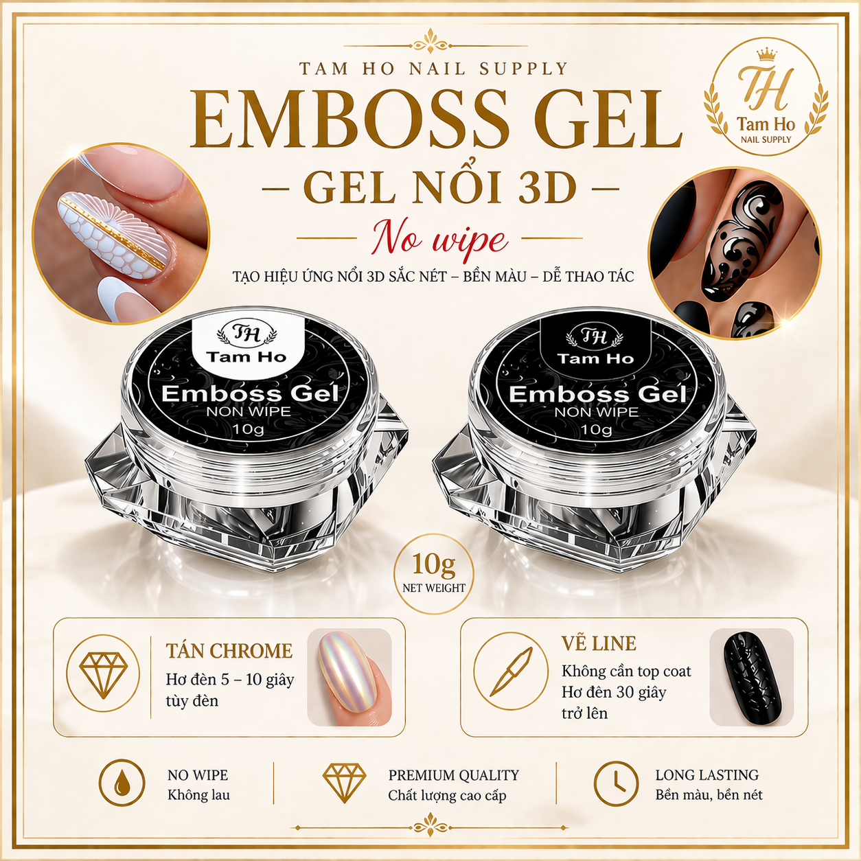 Set Gel nổi 3D Black & White - Black & White 3D Nail Art Gel Set