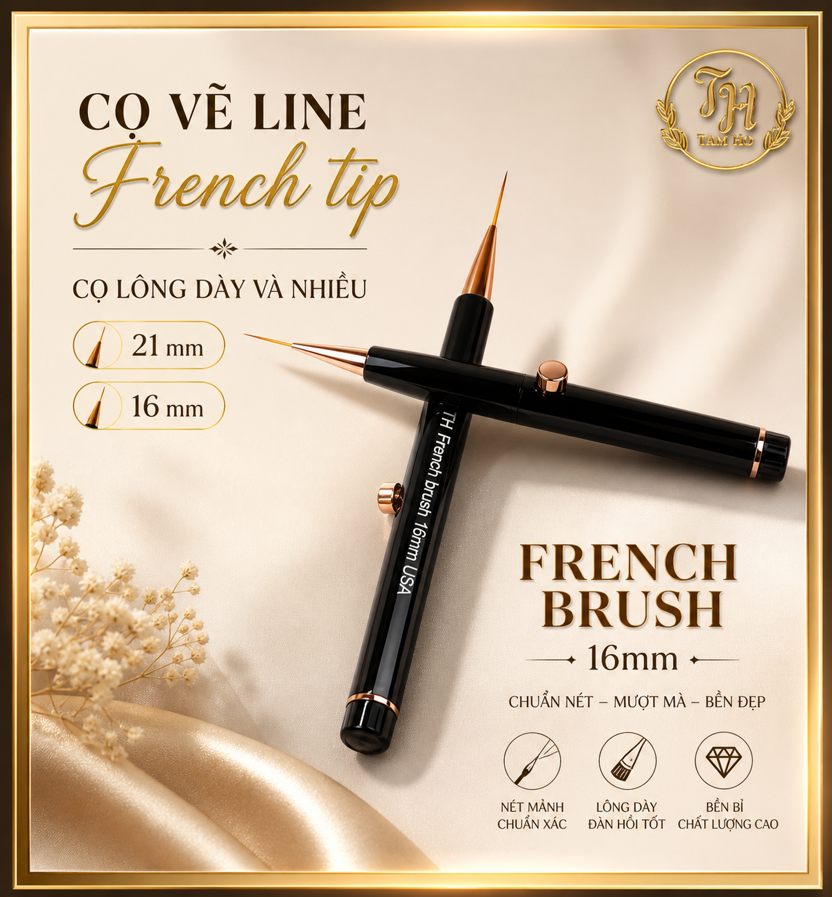 Set cọ vẽ deep French tip 2 size  - French Tip Brush Set