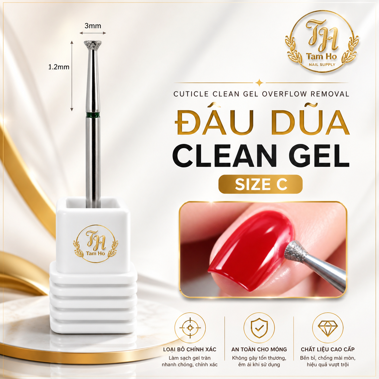 Đầu dũa clean Gel size C- Size C Cuticle clean Gel Overflow Removal