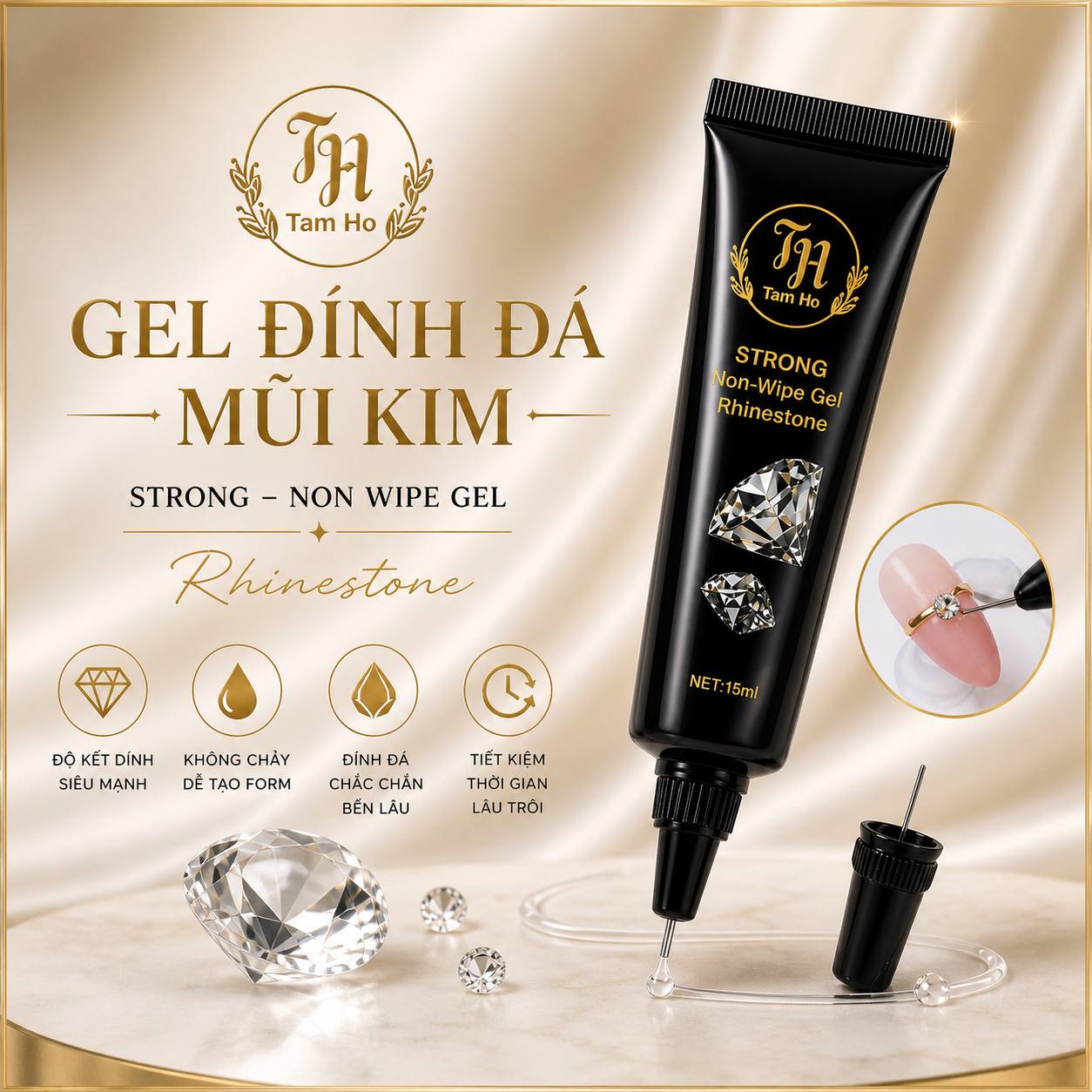 Gel đính đá mũi kim - Rhinestone Gel (Needle Tip)