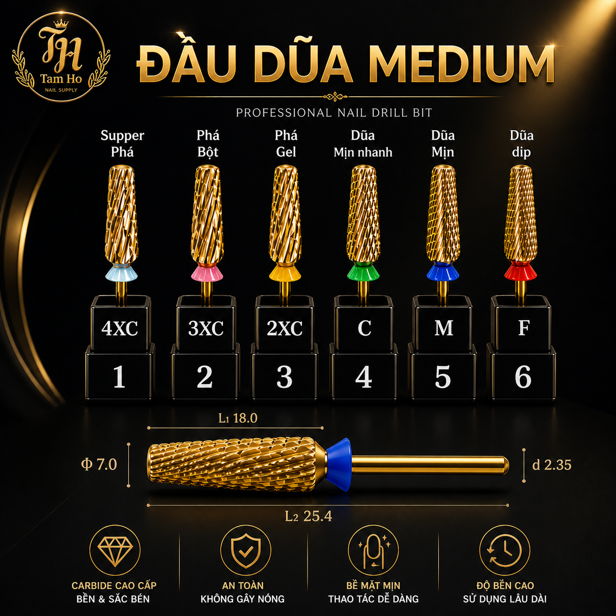 Đầu dũa medium - Nail Drill Bit