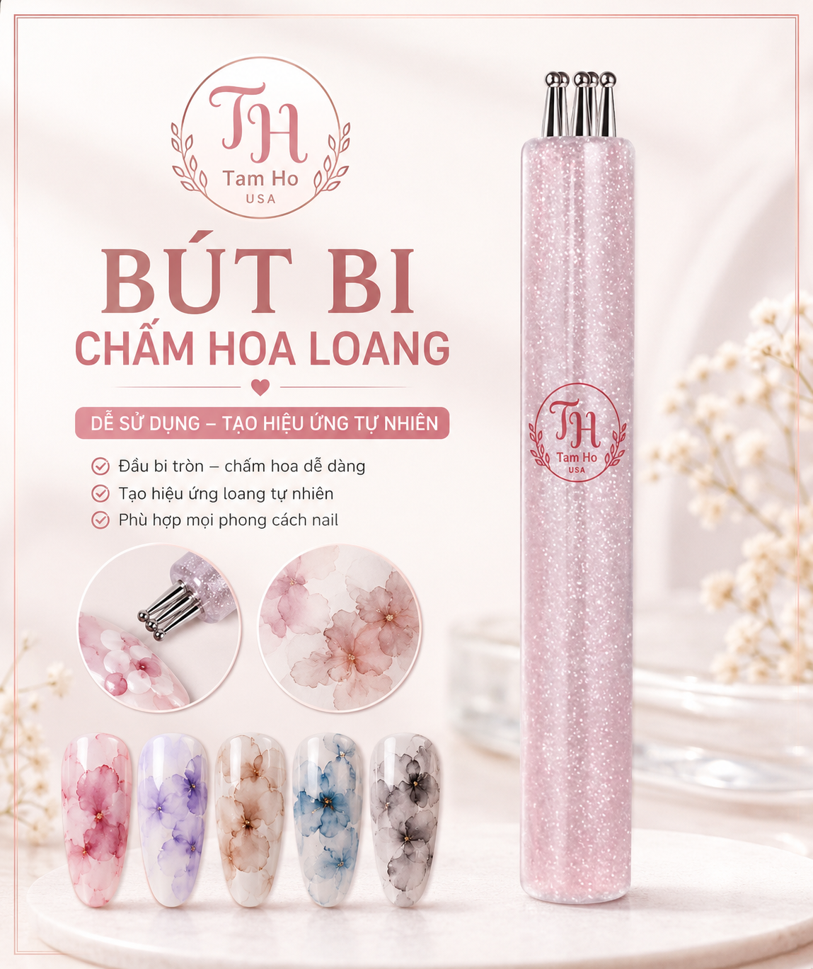 Bút bi chấm hoa loang 5 cánh 🌺