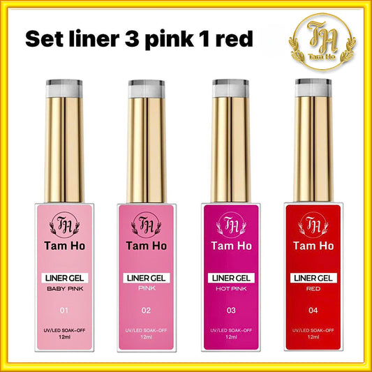 Set liner 3 pink 1 Red * 3 pink and red Liner Set