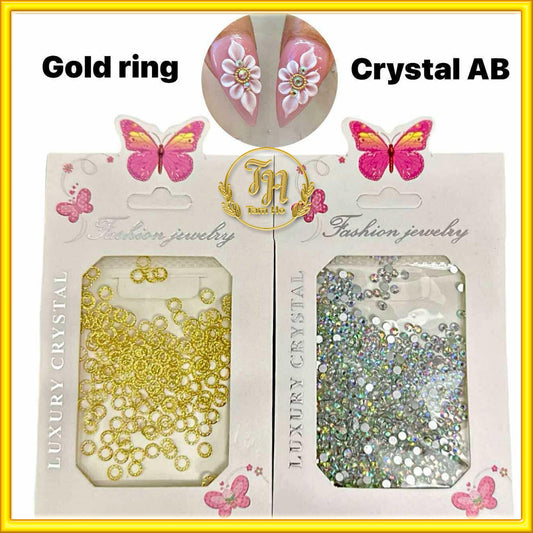Set Gold Ring + rhinestone