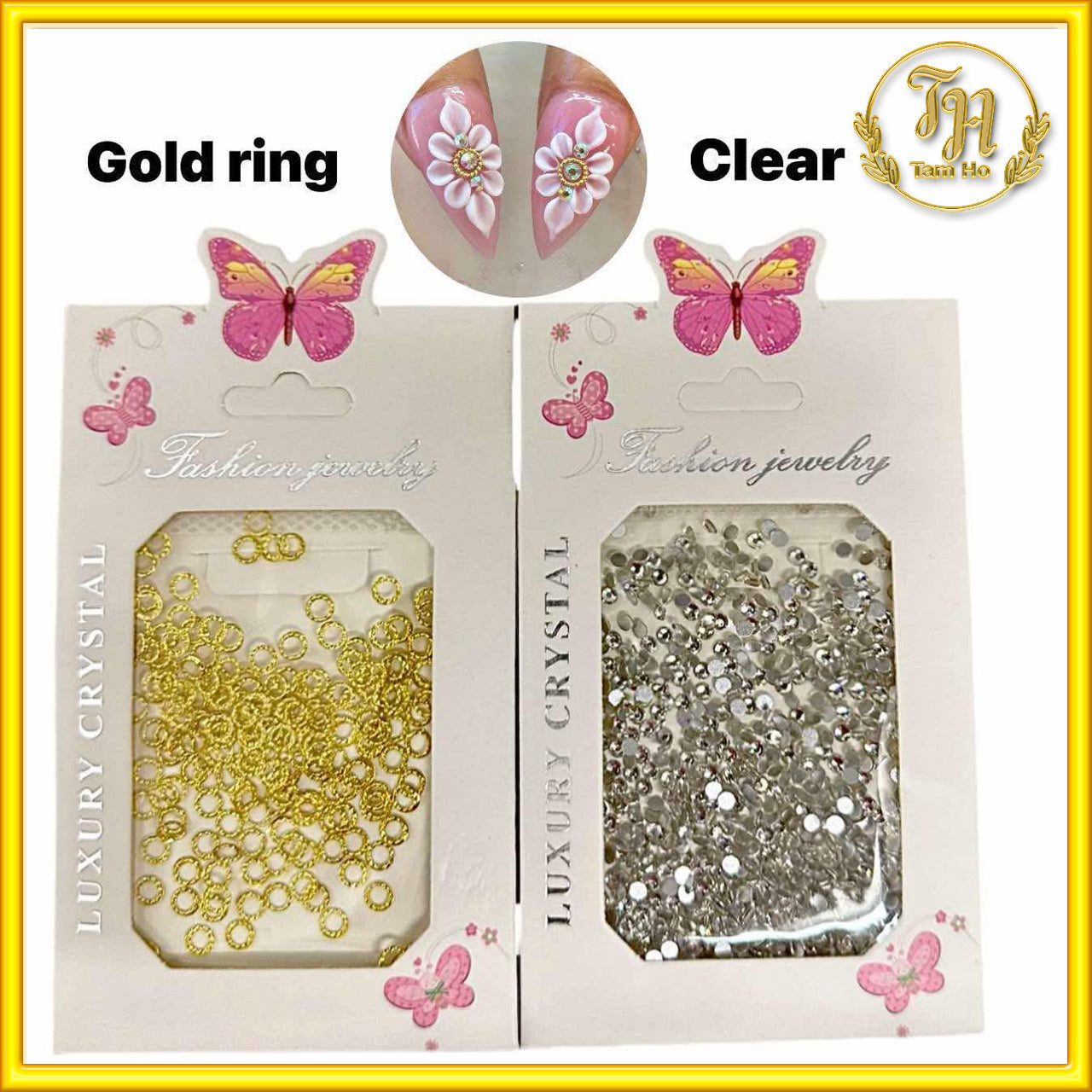 Set Gold Ring + rhinestone
